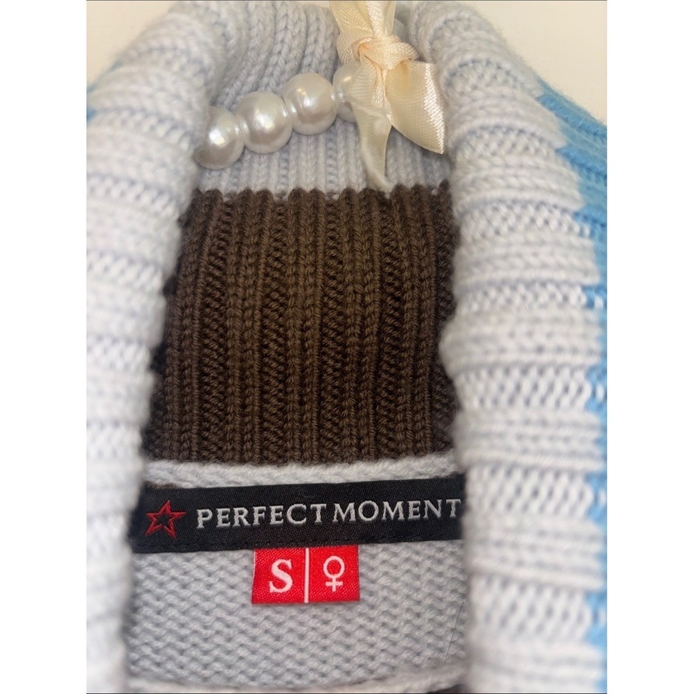 Perfect Moment Light Blue Chevron Zip-Turtleneck Sweater - Picture 4 of 9